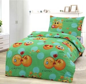 Deluxe pamut lepedők Smile zöld 200x140cm+90x70cm TiaHome
