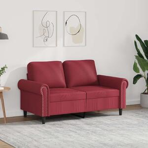 2 személyes bordó műbőr kanapé 120 cm