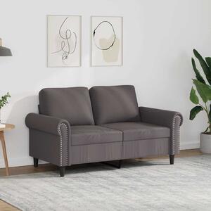 2 személyes szürke műbőr kanapé 120 cm