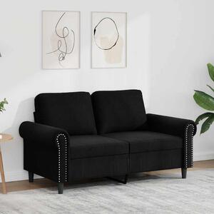 Kétszemélyes fekete bársony kanapé 120 cm
