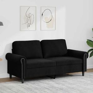 Kétszemélyes fekete bársony kanapé 140 cm