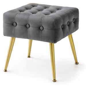 AKORD Furniture Factory QUADRA Pufa Welur Grafitowy Pikowana