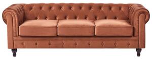 Kanapé 3 személyes CHESTERFIELD Bársony Aranybarna