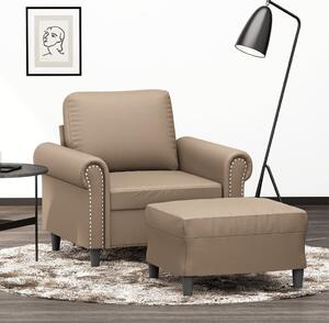 Kávészínű műbőr kanapéfotel lábtartóval 60 cm
