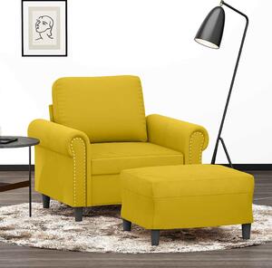 Sárga bársony kanapéfotel lábtartóval 60 cm