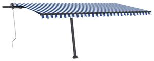 VidaXL kék/fehér automata szélérzékelős és LED-es napellenző 500x350cm