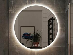 Kerek tükör LED világítással Ø70cm | Páramentesítő funkció | Beépített óra | Fényerő és színhőmérséklet szabályozás | Universe Lighting