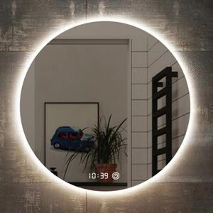Kerek tükör LED világítással Ø80cm | Páramentesítő funkció | Beépített óra | Fényerő és színhőmérséklet szabályozás | Universe Lighting
