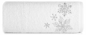 Santa hópelyhes hímzett karácsonyi törölköző Fehér 50x90 cm