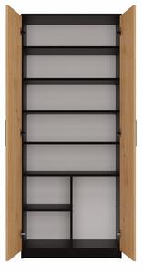 Aldabra MIX Oliv 2D könyvespolc, irodai szekrény, 74x180x35 cm, antracit-tölgy