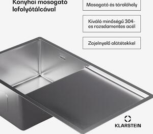 Klarstein TitanSteel, konyhai mosogató, csepegtető felülettel, 79 x 44 cm (H x Sz), rozsdamentes acél, karcálló felület, hőálló