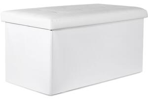 XXL Összecsukható Puff Gombokkal - 80x40x40cm Öko Bőr Fehér