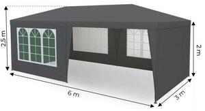 Kerti kereskedelmi pavilon sátor, 3x6 m, 6 fal, szürke, multigarden
