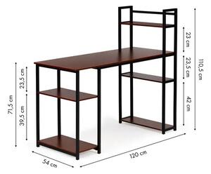 Loft tölgy íróasztal 6 polccal