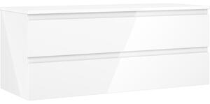 Mexen Orio, fürdőszobaszekrény 120 cm felsőrésszel, 2 fiókkal, fényes fehér, 91A10-12047-2-BFFC00