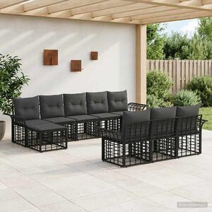 Kültéri kanapé szett 10 pcs Fekete és Sötétszürke Poliészter