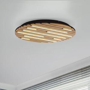 Q-Smart-Home Paul Neuhaus Smart LED mennyezeti lámpa Q-Acoustic, fa Ø 60 cm, dimmelhető, Világos fa, Nappali / Étkező, Fa, Modern
