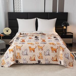 COLORED CATS krémszínű ágytakaró mintával Méret: 220 x 240 cm