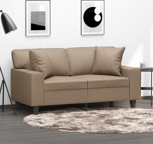 2 személyes cappuccino színű műbőr kanapé díszpárnákkal 120 cm