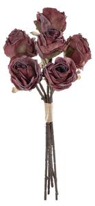 Rózsa selyemvirág csokor, 6 szálas, magasság: 31cm - Őszi piros