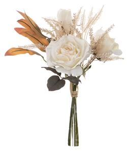 Rózsa selyemvirág csokor, 41.5cm magas - Fehér