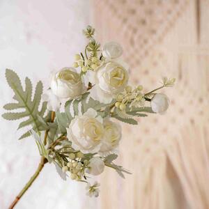 Hamvas rózsa ág, 56cm magas - Fehér