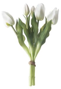 Real touch gumi tulipán, 5 szálas köteg, 30cm magas - Fehér