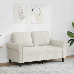 Kétszemélyes krémszínű bársony kanapé 120 cm