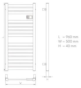 Elektromos design radiátor digitális termosztáttal NERO Italia AF-04DEW - 50 x 96 cm