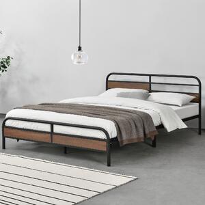 Fémkeretes ágy Aarau 180x200 cm fa-hatású elemekkel