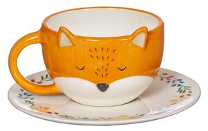 Finley Fox narancssárga dolomit csésze és csészealj, 300 ml - Sass & Belle
