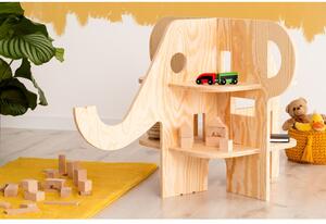 Természetes színű gyerek könyvespolc borovi fenyő dekorral 90x60 cm Elephant - Adeko