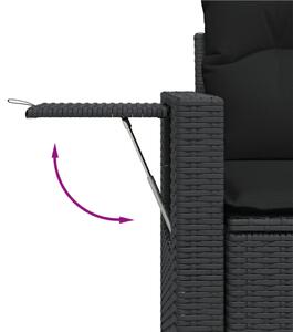 VidaXL 9 részes fekete polyrattan kerti ülőgarnitúra párnákkal