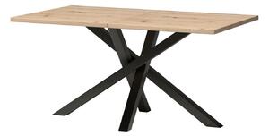 Asztal Stanton 146, Fekete, Artisan tölgy, 75x90x160cm, Hosszabbíthatóság, Laminált forgácslap, Fém
