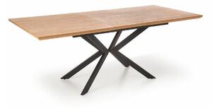 Asztal Houston 1432, Tölgy, Fekete, 76x90x160cm, Hosszabbíthatóság, Közepes sűrűségű farostlemez, Természetes fa furnér, Fém