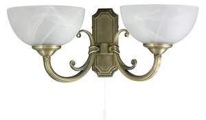 Beltéri fali lámpa e14 2x40w bronz/fehér alabástrom üveg marlene