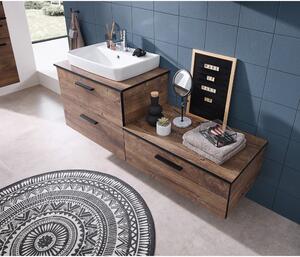 Barna alacsony fürdőszoba szekrény tölgyfa dekorral 71x27 cm Set 374 - Pelipal