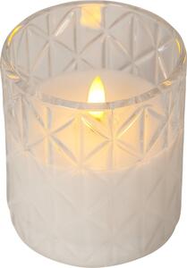 Flamme Romb fehér LED viaszgyertya üvegben, magasság 10 cm - Star Trading
