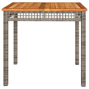 VidaXL szürke polyrattan és akácfa kerti asztal 80 x 80 x 74 cm