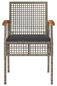 VidaXL 2 db szürke polyrattan és akácfa kerti szék párnákkal