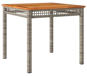 VidaXL szürke polyrattan és akácfa kerti asztal 80 x 80 x 74 cm