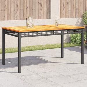 VidaXL fekete polyrattan és akácfa kerti asztal 140 x 80 x 75 cm