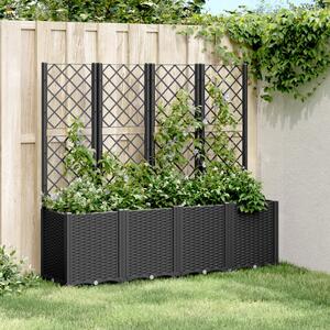 VidaXL fekete polipropilén rácsos kerti ültetőláda 160 x 40 x 140 cm