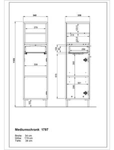 Fehér magas fürdőszoba szekrény tölgyfa dekorral 34x118 cm Loria - Germania