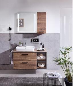 Barna alacsony fürdőszoba szekrény tölgyfa dekorral 30x51 cm Set 374 - Pelipal