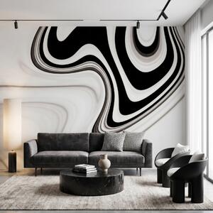 Fotótapéta Absztrakt falikép, amelyen fekete-fehér hullámok kanyarognak modern, minimalista stílusban, Fotótapéta absztrakt, w09877 : Uwalls.hu