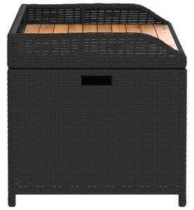 VidaXL fekete polyrattan és akácfa tárolópad 100 x 50 x 52 cm