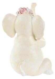 DKD Home Decor Dekoratív Figura Elefánt Rózsaszín Fehér Gipsz (6 x 6,5 x 10 cm) (3 db)