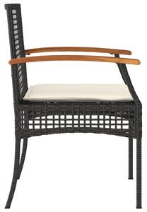VidaXL 4 db fekete polyrattan és akácfa kerti szék párnákkal