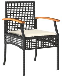 VidaXL 2 db fekete polyrattan és akácfa kerti szék párnákkal